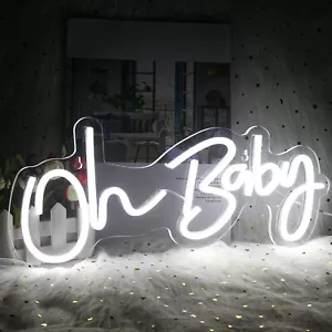 'Oh Baby' Alimentado por USB con Interruptor LED Letrero de Neón Decoración. Blanco 16,5 x 6,9 ' - Imagen 1 de 7