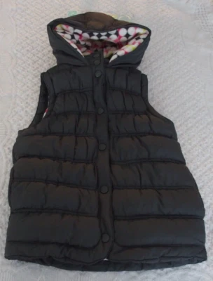 Gymboree 7 8 Medium Girl Puffer Vest Fleece Lined gray warm EUC winter fall hood - Image 1 of 3