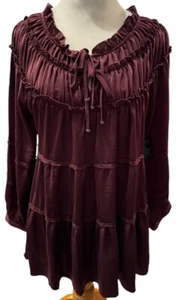 John Mark Size Small Cassis Peasant Tiered Tunic Top Blouse Beaded Tassels NWT - Picture 1 of 13