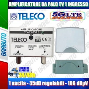 AMPLIFICATORE TV DA PALO 1 INGRESSO 1 USCITA 35dB REGOLABILI TELECO TEAR3 G5/LB - Foto 1 di 1