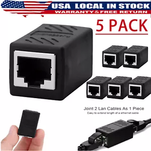 5 PC RJ45 Inline Coupler Cat7 Cat6 Cat5e Ethernet LAN Network Cable Adapter US - Picture 1 of 9