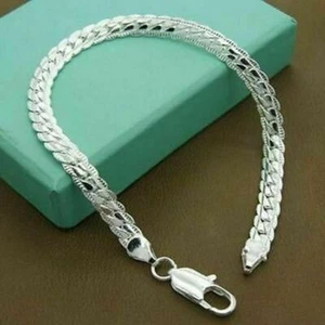 8" 925 sterling Silver 5mm SNAKE chain MIAMI CURB Bracelet Unisex men women - Picture 1 of 7