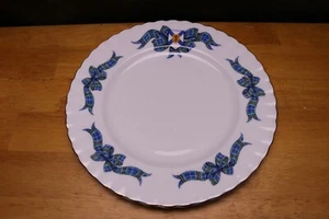 Royal Albert Nova Scotia Tartan Salad Plate Bone China Blue Bow Montrose Shape - Picture 1 of 11