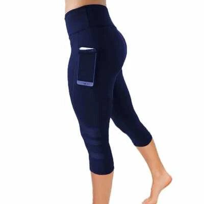Mujeres Cintura Alta Ropa Activa Yoga Capri Bolsillos Elastizados Leggings Foto 1 de 4