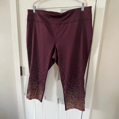 Calça de Yoga Capri Feminina Xersion Borgonha e Rosa Plus Size 2X E5 - Imagem 1 de 4