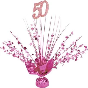 50th Birthday Party Pink Foil Table Decoration Centrepiece Balloon Weight - Picture 1 of 1