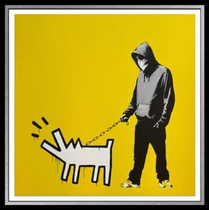 BANKSY -"BARKING DOG" (Yellow) - Screenprint- Hand Signed-Exc.Condition-A Beauty - Picture 1 of 6