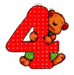 Zahl Teddybär Stoff Applikation zum Aufbügeln #4 nicht bestickt 2 Zoll - Bild 1 von 2