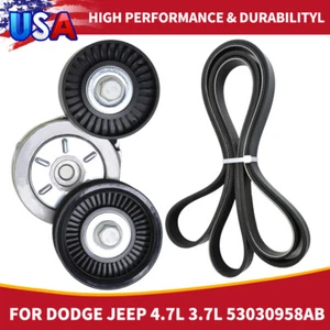 Gates Serpentine Drive Belt Tensioner w/ Pulley Component Kit for Dodge Ram Jeep - Foto 1 di 15