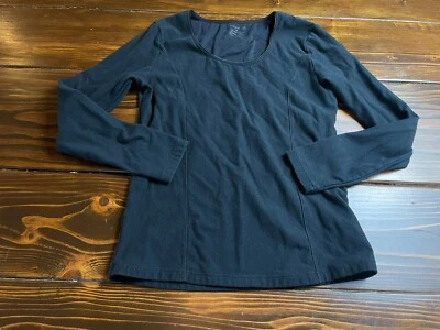 Camisa Ekouaer, Para Mujer Talla Mediana, Negra, Manga Larga, Cuello Redondo Foto 1 de 4