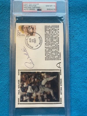 Paul Molitor Autographed Signed 1st Day Cover Envelope - Brewers HOF PSA DNA 10! - Image 1 of 4