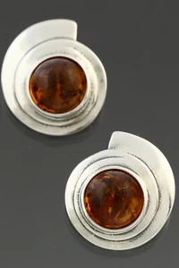 Original BALTIC BERNSTEIN Cognac Farbe Clip On silber Ohrringe 7,5 g 190904-10 - Bild 1 von 2