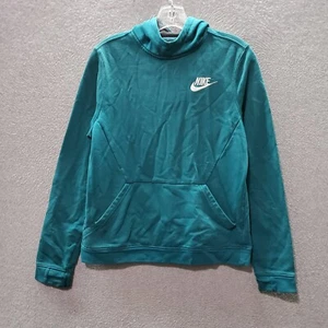 Nike Girls Sweater XL Blue Hoodie Logo Embroidered Pockets Long Sleeve - Picture 1 of 8