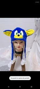 Kids Lighting Hat Cute BLUE SONIC Ears Moveable Cap Shine Winter Warm Hat - Picture 1 of 1