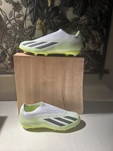 New Adidas X Crazyfast.1 LL FG J White / Green Soccer Cleats Kids Size 6 - Picture 1 of 9