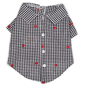 Camisa estampada corazones de gingham 100 % algodón tallas XS-XXL THE DIGN DOG - Imagen 1 de 4