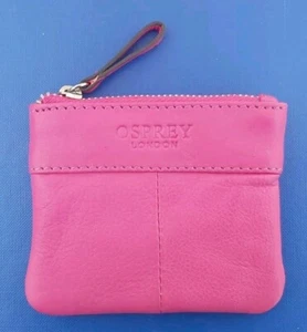 Portafoglio OSPREY LONDON Graeme Ellisdon rosa portamonete vera pelle piccolo zip - Foto 1 di 8
