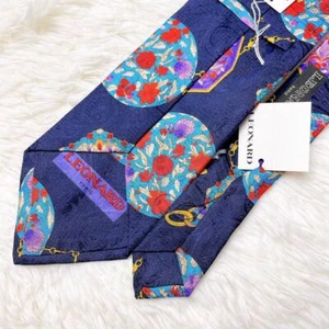 LEONARD Italy Auth Luxury Necktie Ties ALL SILK 100 Mens Unisex Multicolor M22 - Picture 1 of 4