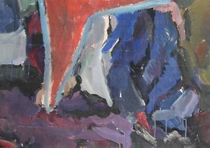 Pintura gouache original vintage composición abstracta - Imagen 1 de 12