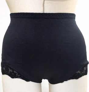 Whisper Panties USA Soft Black Large Satin & Lace Control Shape Ware Union Made - Picture 1 of 6