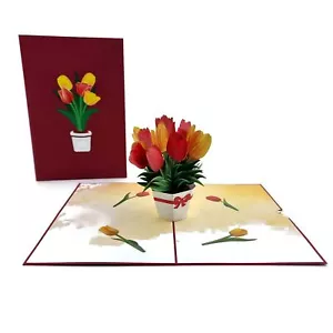 Red & Yellow Tulips Pop Up Card - Picture 1 of 5