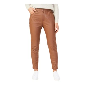 French Connection Tan Leather Lined Pants Soft Size 10 - Picture 1 of 5