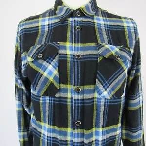 VOLCOM Flannel Shirt Small Plaid Pattern Skate Vintage Tire Buttons - Picture 1 of 12