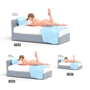 1/43 1/64 1/87 Nude Girl Blue Bed Miniature Model Scene Props Toys Ornament - Picture 1 of 6
