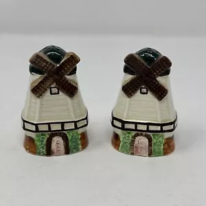 Vintage Made In Japan Small Wind Mill Salt & Pepper Shakers. Hand Painted. - Picture 1 of 8