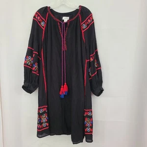 Velvet by Graham & Spencer Anthropologie Size L Loane Black Embroidered Dress - Picture 1 of 7