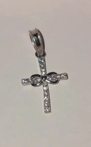 Authentic L'AMOUR Sterling Silver Sparkling Cross Dangle Charm B19 - Picture 1 of 3