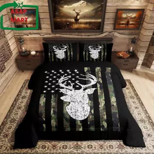 Camo Twin Bedding Set for Boys Army Green Camo American Flag Comforter Set,Teen - Picture 1 of 12