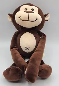 Nanco Brown Monkey Plush 12" Hanging Stuffed Animal Squishy Velour Belly Button - Picture 1 of 11