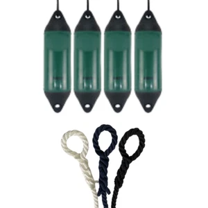 4 x HURRICANE Vortex Bootsfender: dunkelgrün PM02 - FREE SPLICED END 10MM SEIL - Bild 1 von 2