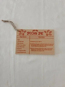 Holiday Wooden Recipe Card W/Pecan Pie Recipe W/Twine (Gift Tag) BRAND NEW! - Picture 1 of 3