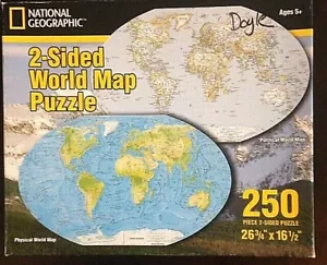 Puzzle 2 Caras Mapa del Mundo COMP 250 piezas 27x17 Hemisferios Lados Blanco/Azul - Imagen 1 de 5