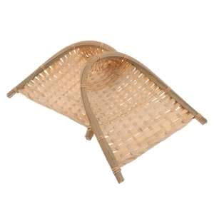 2pcs Bamboo Dustpan - Weaving Basket Open Bamboo Sieve Hand Woven - Picture 1 of 12