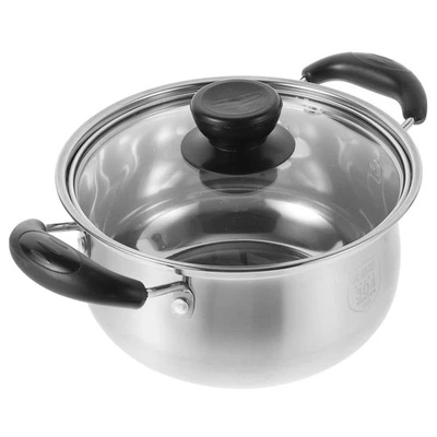  Pentola Acciaio Inox Padella Inossidabile Pentole Per Zuppa Con Coperchio - Immagine 1 di 4