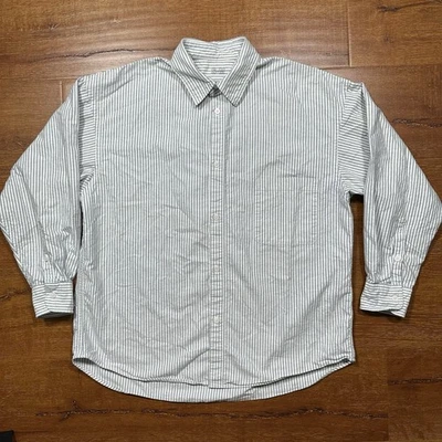 Camisa Muji Oxford de gran tamaño con botones para hombre M gris a rayas manga larga retro algodón Foto 1 de 4