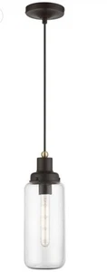 Livex Lighting 40614-07 Oakhurst Mini Pendant Bronze with Antique Brass Accent - Picture 1 of 13