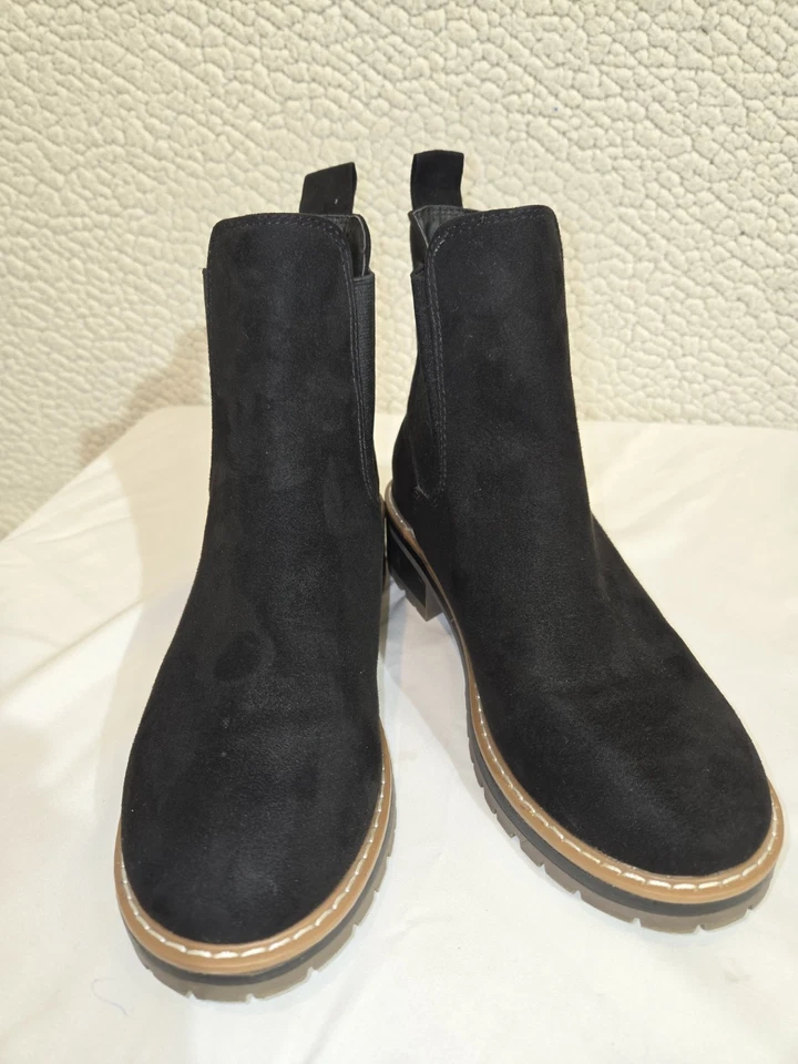 Botas Chelsea KENSIE para mujer negras de microfibra Khai tacón bloque talla 7 Foto 1 de 4
