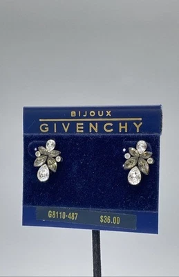 Pendientes personalizados Givenchy tono plata cristal poste 5,6 g Foto 1 de 4