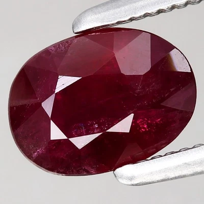 0.76ct Oval 6.6x4.8mm Natural Deep Red Ruby Madagascar, Africa-Heated Precious! - Image 1 of 4