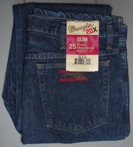 Wrangler 20X Jeans Mens 36 X 38 Blue 25 Slim Fit Dark Denim NEW W TAGS 25MWXSN - Picture 1 of 2