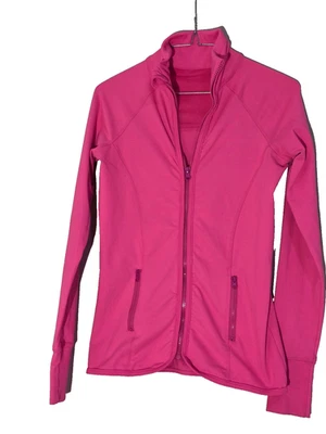 Chaqueta deportiva para mujer talla S rosa lisa cremallera completa bolsillos agujero para el pulgar Foto 1 de 4