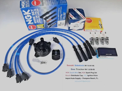 Suzuki Sidekick 8V 1.6 91-95 - Geo Tracker 1.6 89-95 NGK Spark Plugs & Wires,Cap - Image 1 of 3