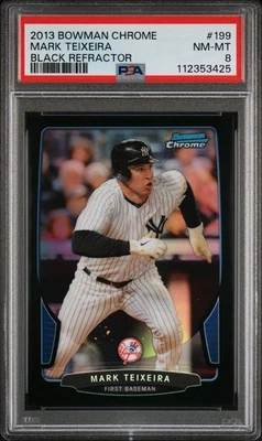 Bowman Chrome Mark Teixeira 2013 refractor negro PS 8 casi nuevo-como nuevo #199 6/15 Yankees Foto 1 de 4