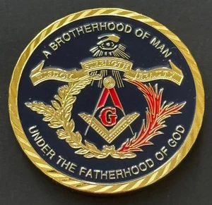 Freimaurer unter der Vaterschaft Gottes Bruderschaft Mann Freimaurer Medaille Herausforderung Münze - Bild 1 von 2