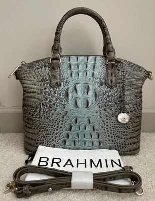 BRAHMIN Melbourne (Medium) Duxbury Satchel Bag BLUEBELL OMBRE Lt Brown Aqua NWT - Image 1 of 4