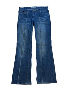 Y2K Express Jeans donna bootcut denim taglia 9/10 misto cotone lavaggio scuro - Foto 1 di 8